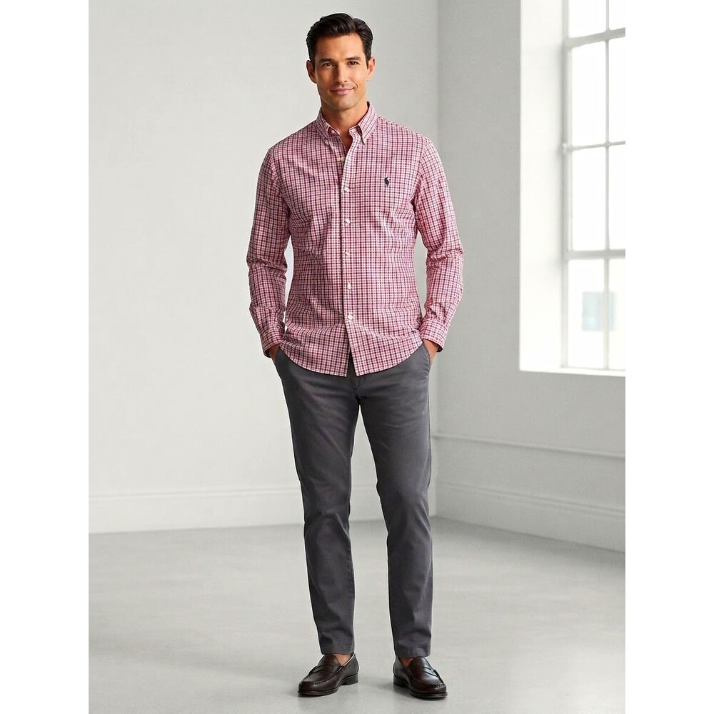 Ralph Lauren Long Sleeve Check Pink White Blue Button-Down Preppy Academia